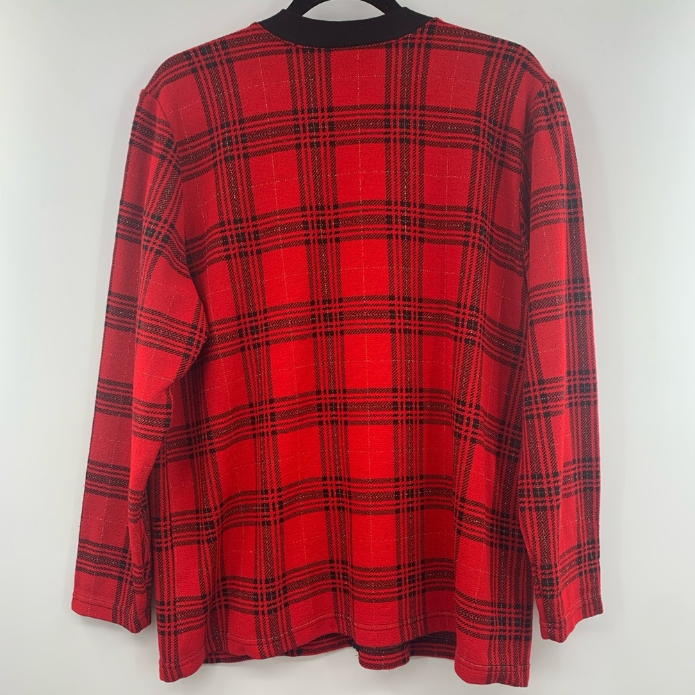 Vintage Preppy 80s/90s Red Black Gold Two in One Sweater Large - Picture 6 of 13
